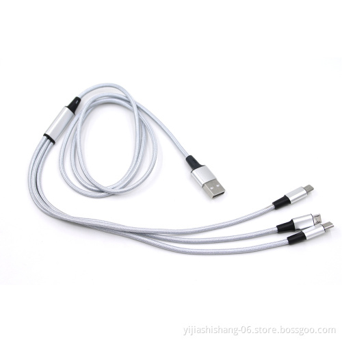 Powerline 3-in-1 Nylon USB Cable Charging for iPhone iPad Huawei HTC LG Samsung Galaxy Sony Xperia Android Smartphones iPad Pro